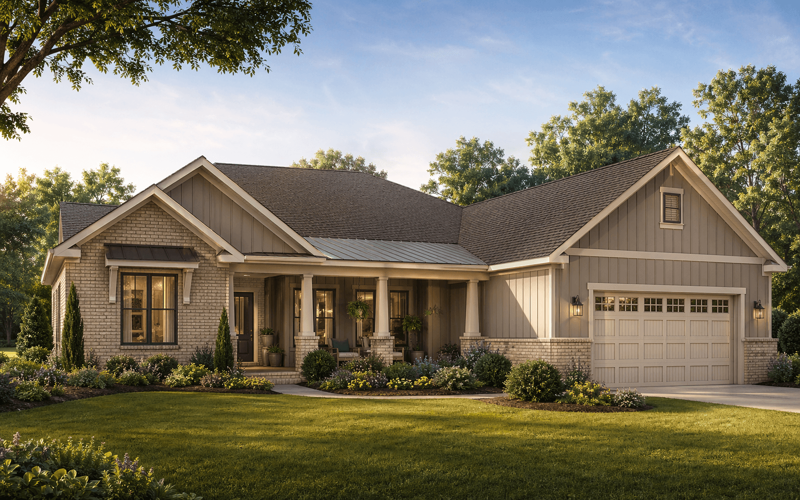 The Hawthorne placeholder ranch-style home rendering